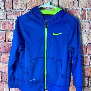 Nike Boys Size M Zip Up Hoodie - Blue and Neon Green